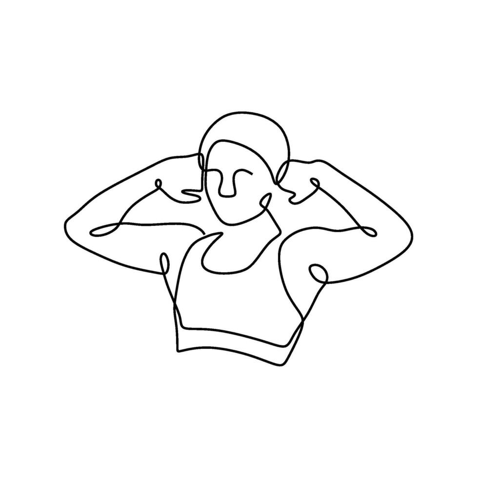 A woman is doing a workout in a gym vector