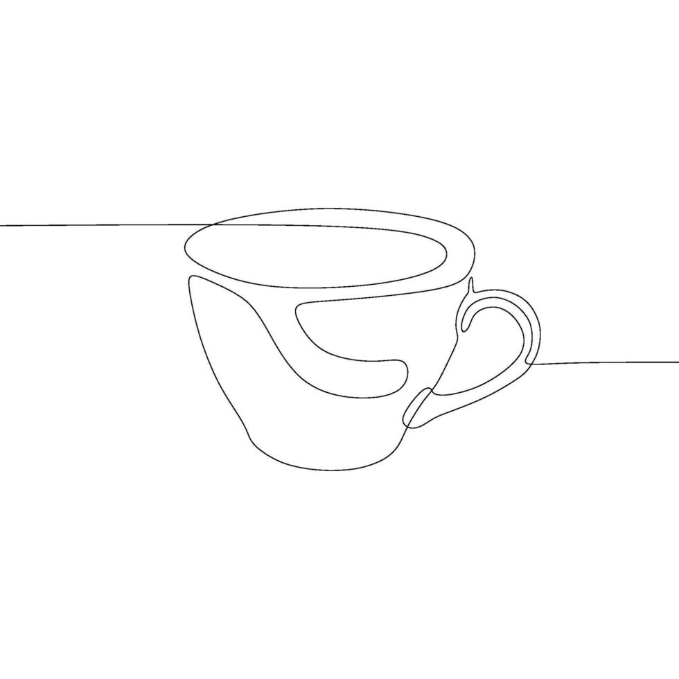 A line drawing of a cup with a handle vector