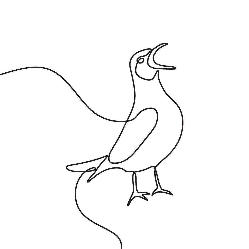 A bird is standing on a branch with its beak open vector