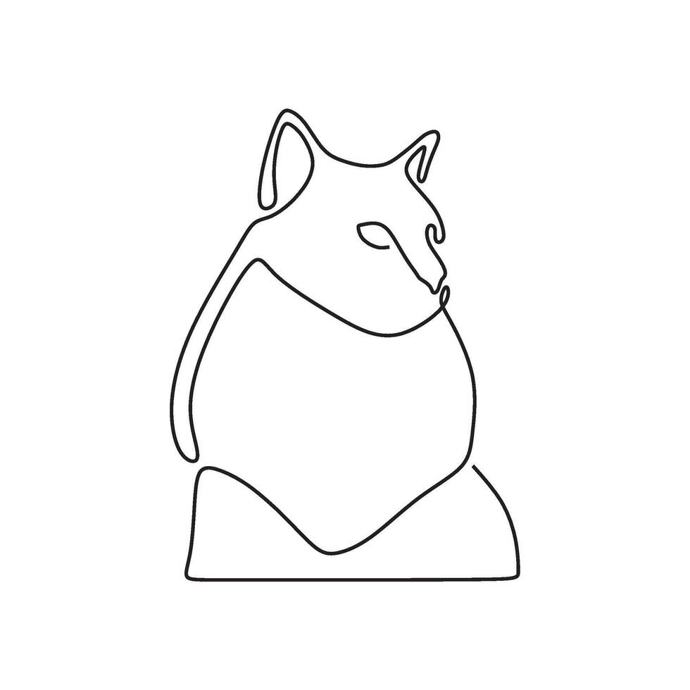 A cat is sitting on a rock with its head facing down vector