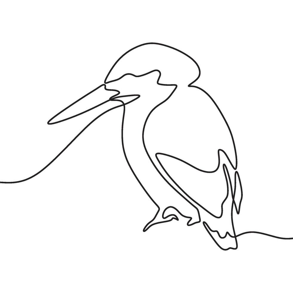 A line drawing of a bird with a long beak vector