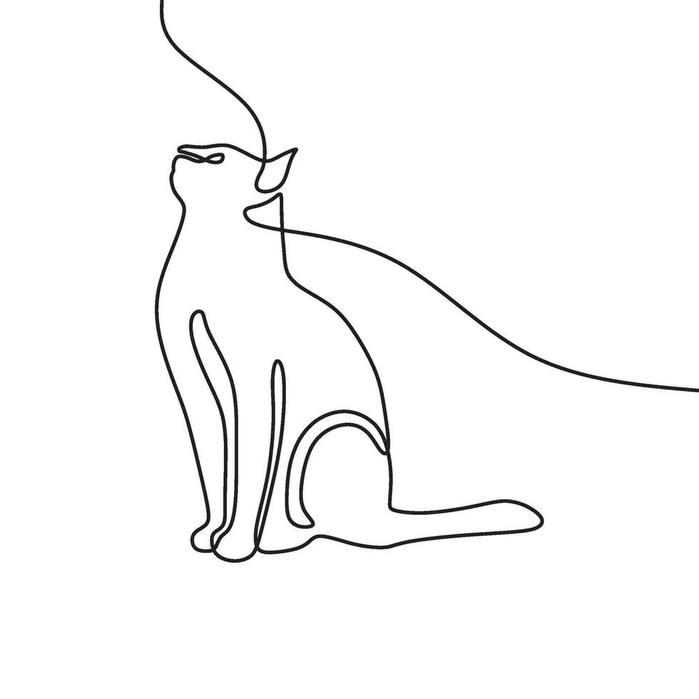 Continuous line drawing of a cat vector