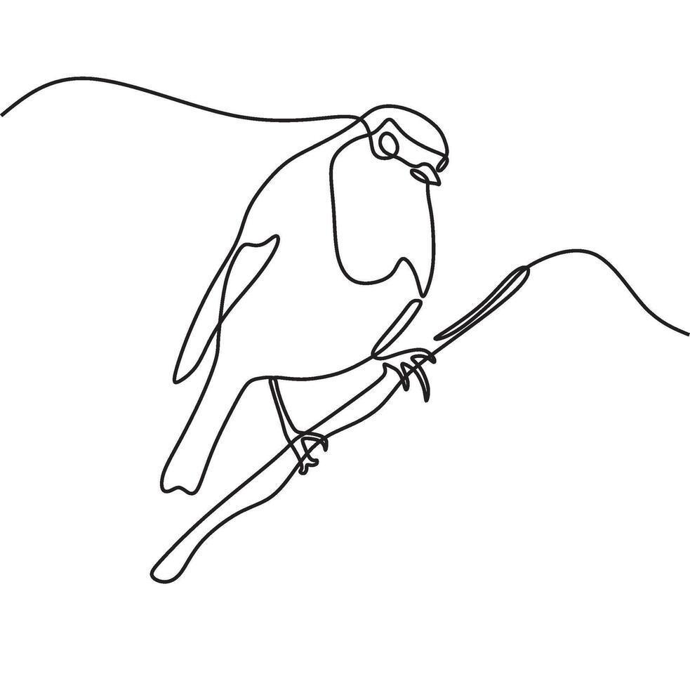 A drawing of a bird sitting on a branch vector