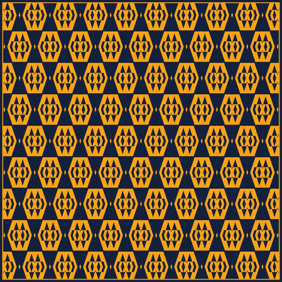 symmetrical modern hexagon pattern with contrast orange color and dark background vector