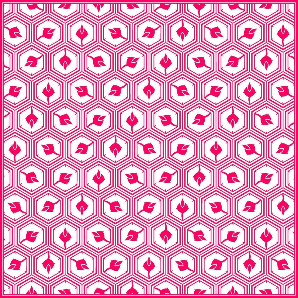 unique pink hexagon pattern with flower bud ornament inside vector
