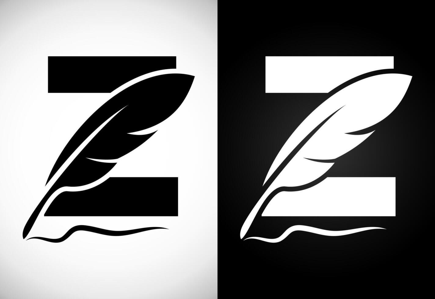 English alphabet Z with feather logo design template. Logo for a writer or publishers. vector