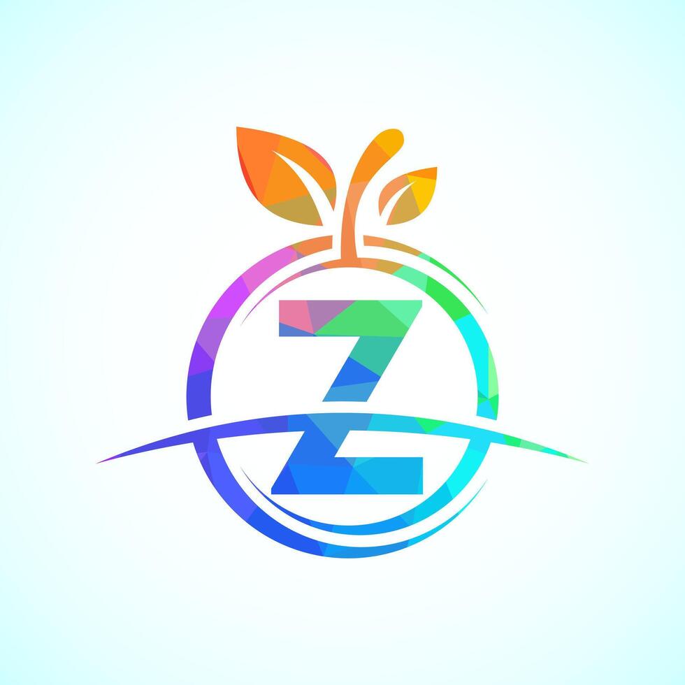Initial alphabet Z with the abstract apple logo. Healthy food logo design template vector