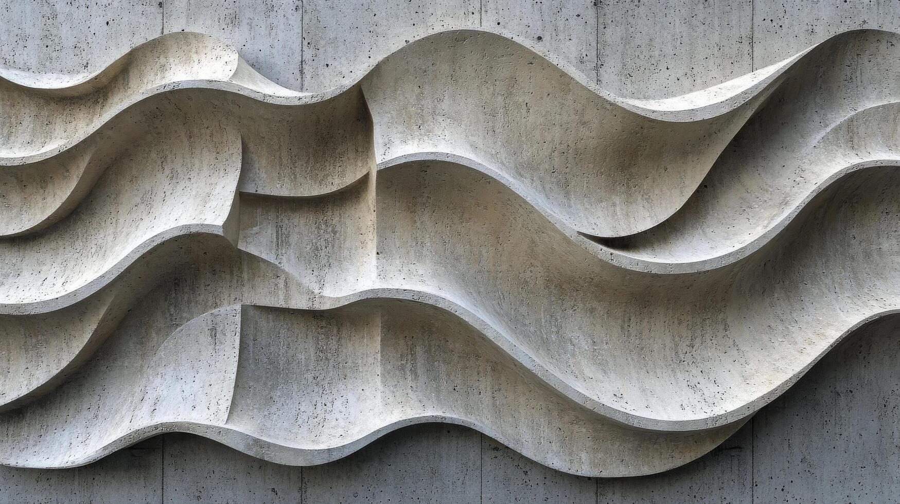 Abstract concrete wall design featuring wavy patterns in soft gray tones at sunset photo