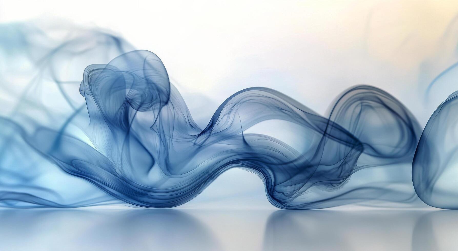Ethereal blue smoke swirls gracefully against a light background in a modern abstract display photo