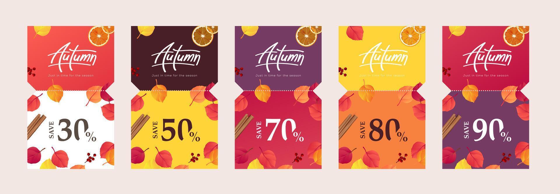 Autumn Gift promotion Coupon banner background. Elegant Autumn Voucher Design. vector
