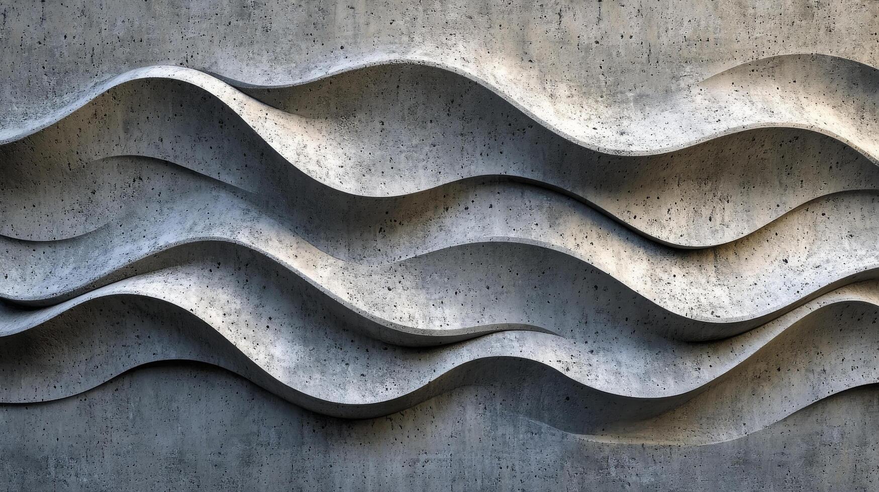 Abstract concrete wall design featuring wavy patterns in soft gray tones at sunset photo