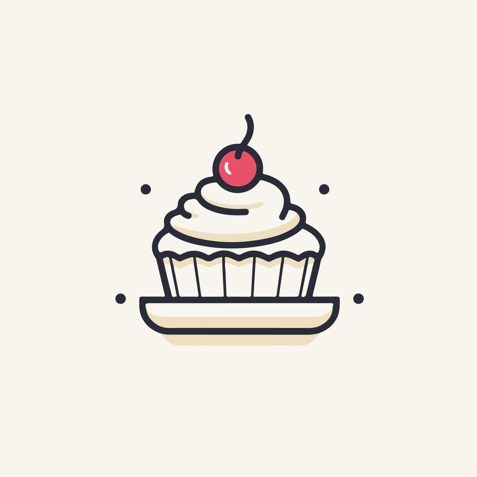 A cupcake with a cherry on top vector