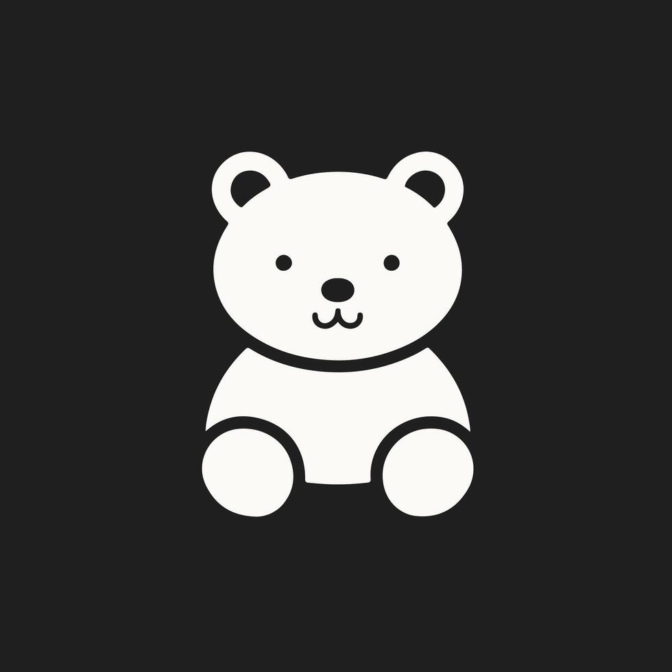 A white bear icon on a black background vector