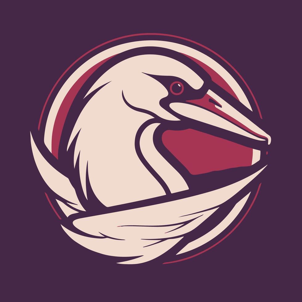 A bird with a long beak and long legs in a circle vector