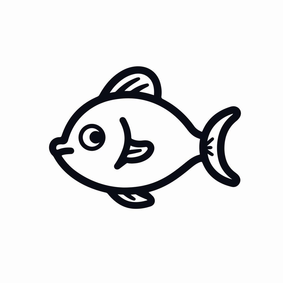 A fish icon in a simple line style vector