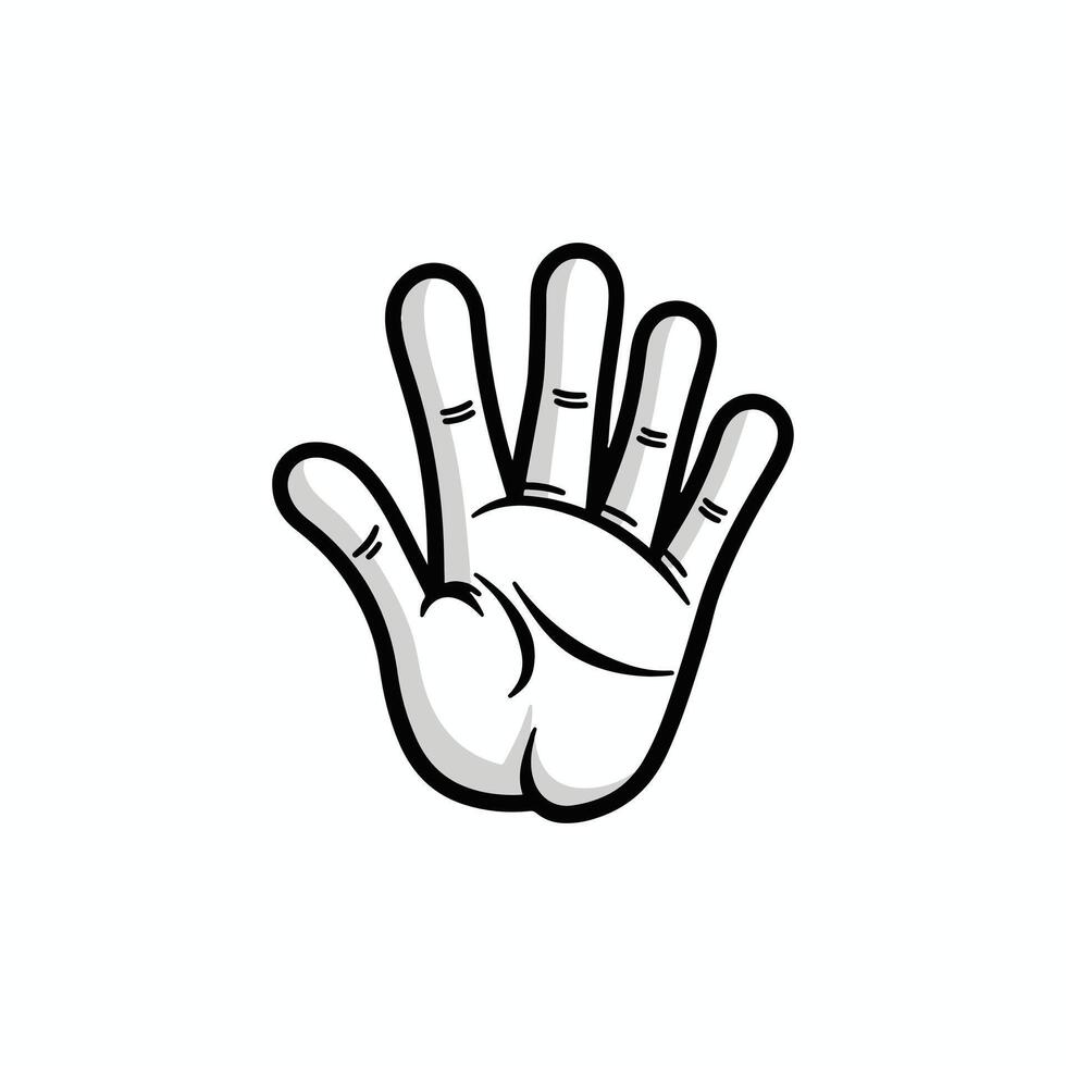 A hand with five fingers is shown in a cartoon style vector