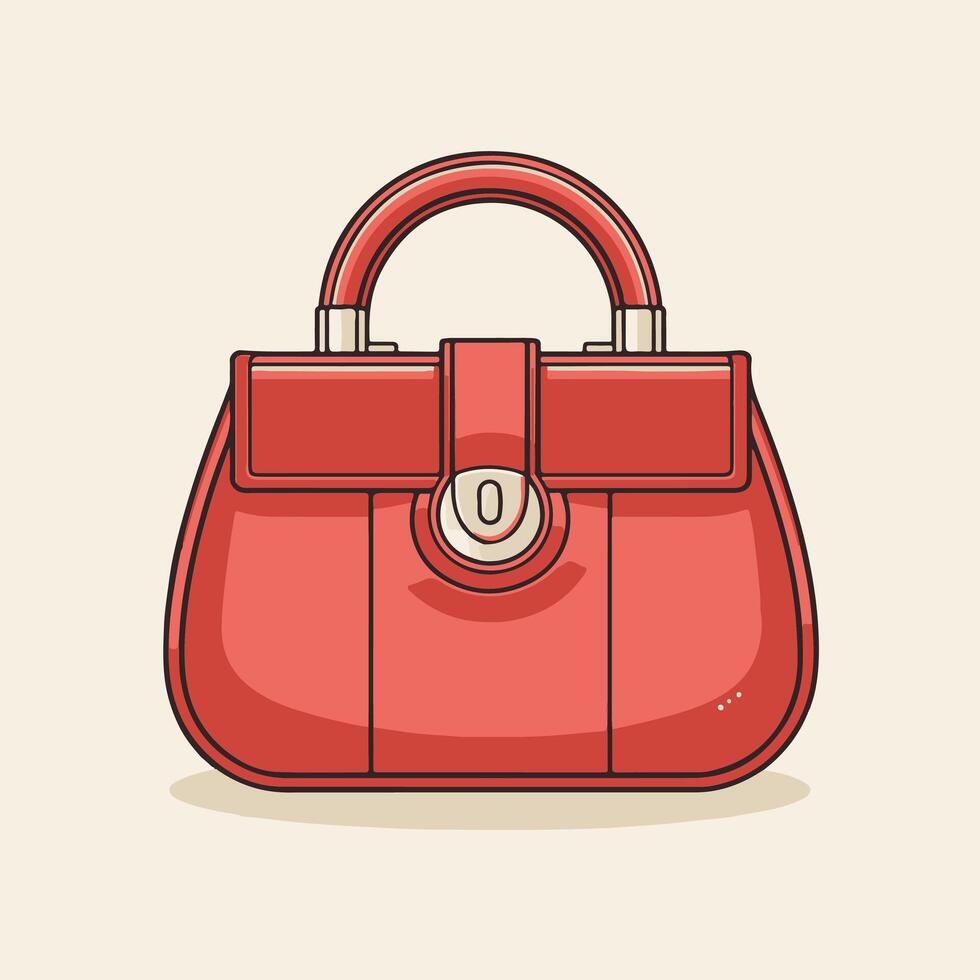 A red handbag on a beige background vector