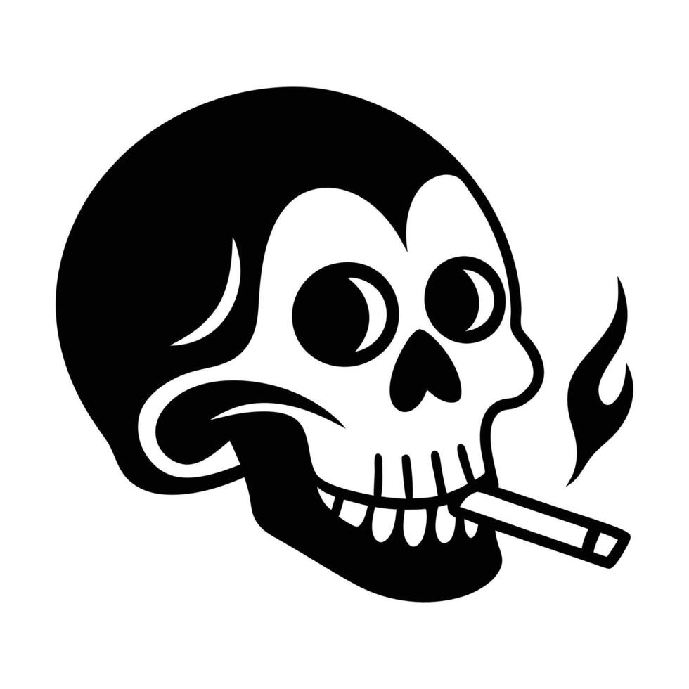 A skull with a cigarette in its mouth vector