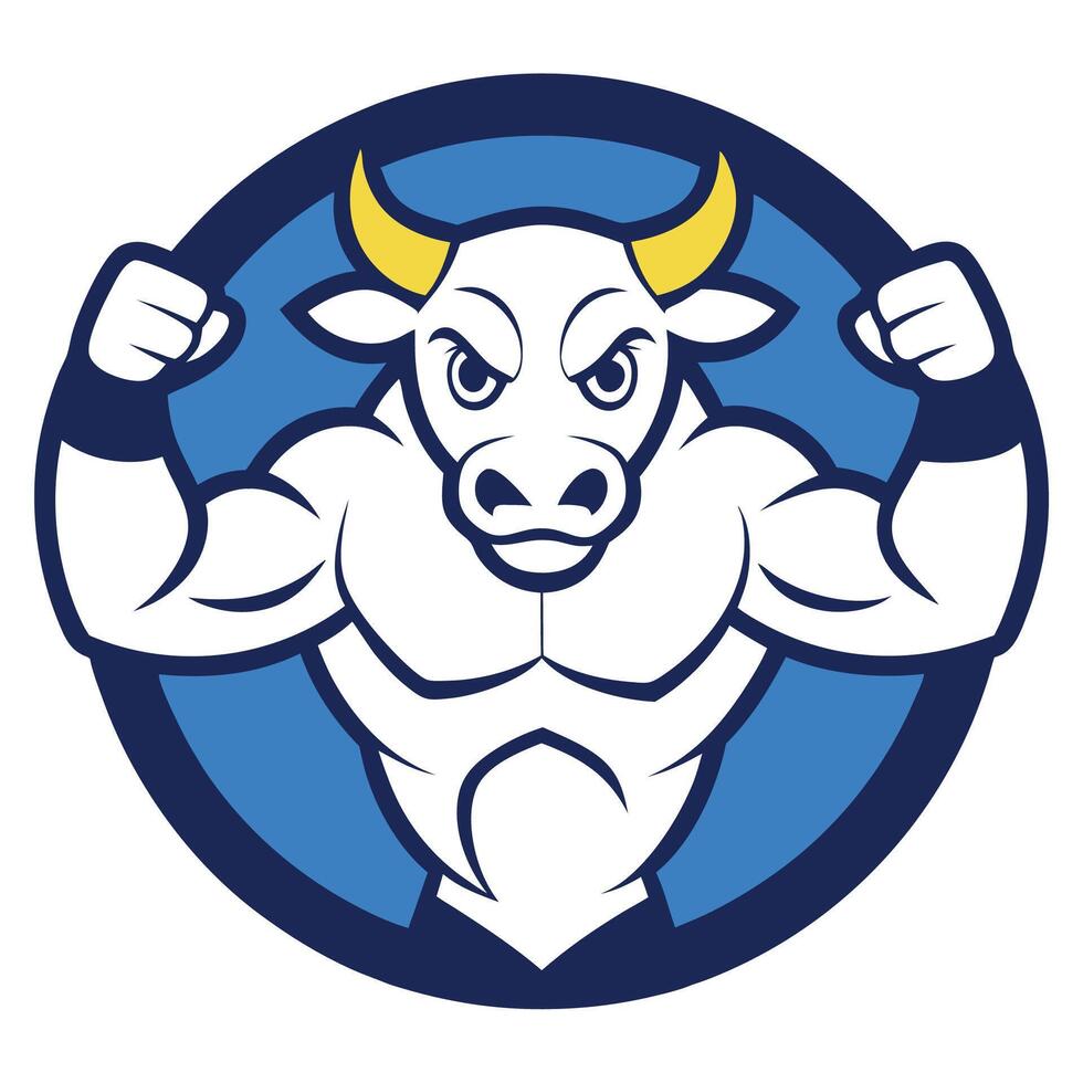 A bull with a strong arm and a blue circle vector