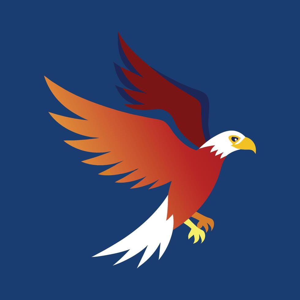 A red and white eagle flying on a blue background vector