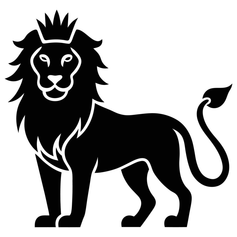 A black and white lion silhouette on a white background vector