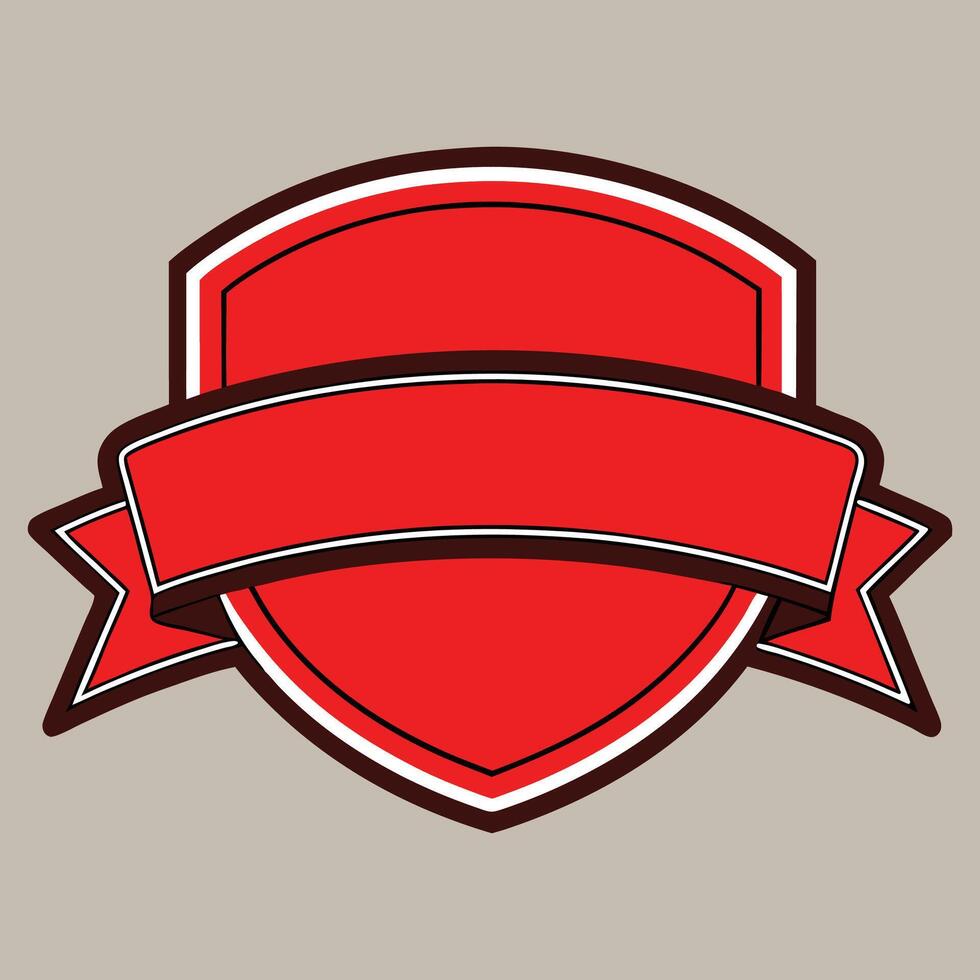 Red shield with ribbon on a light background vector