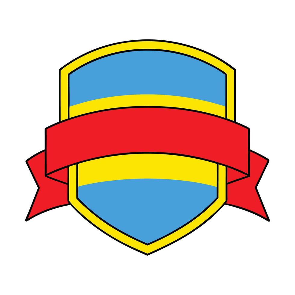 A shield with a red and blue ribbon on it vector