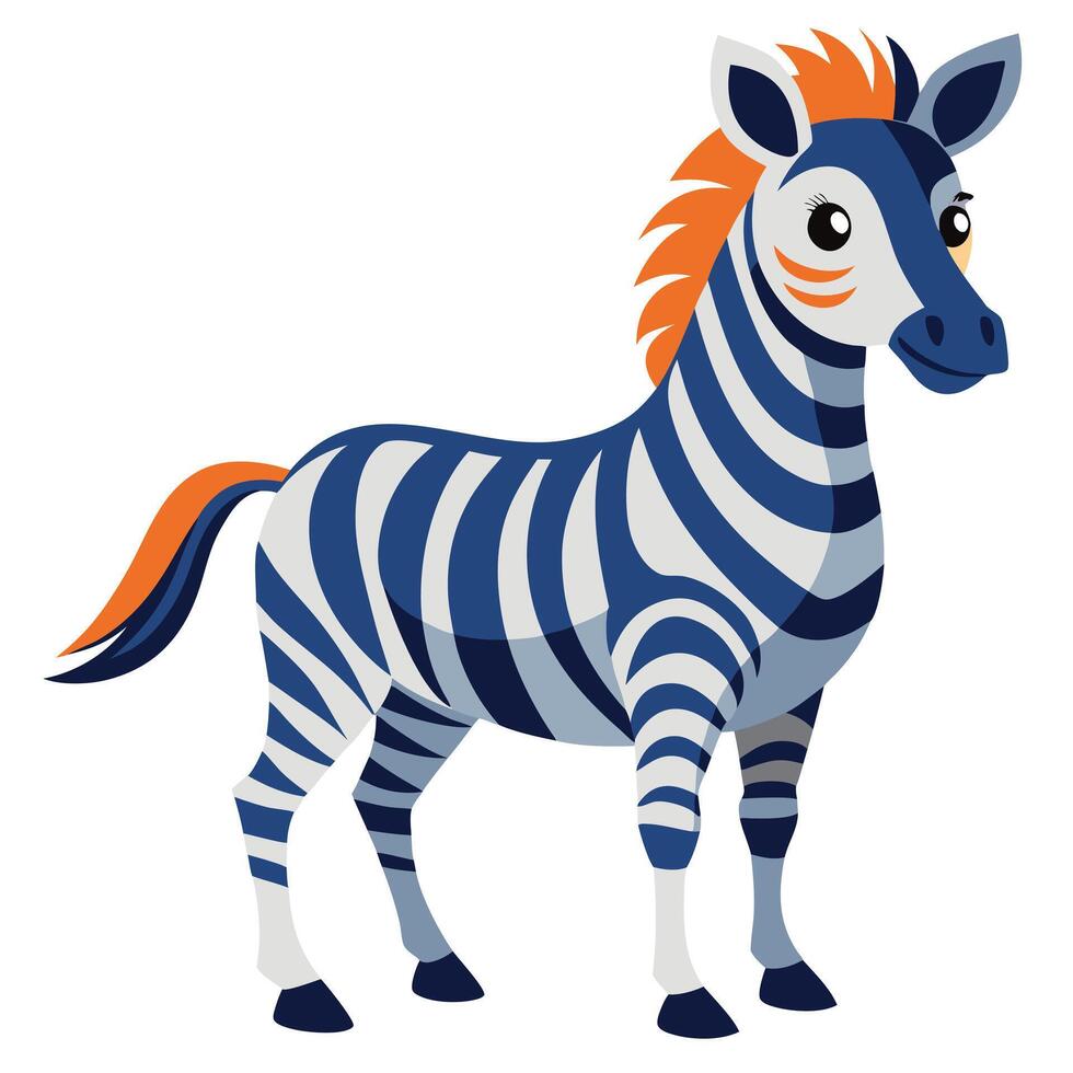 A cartoon zebra standing on a white background vector
