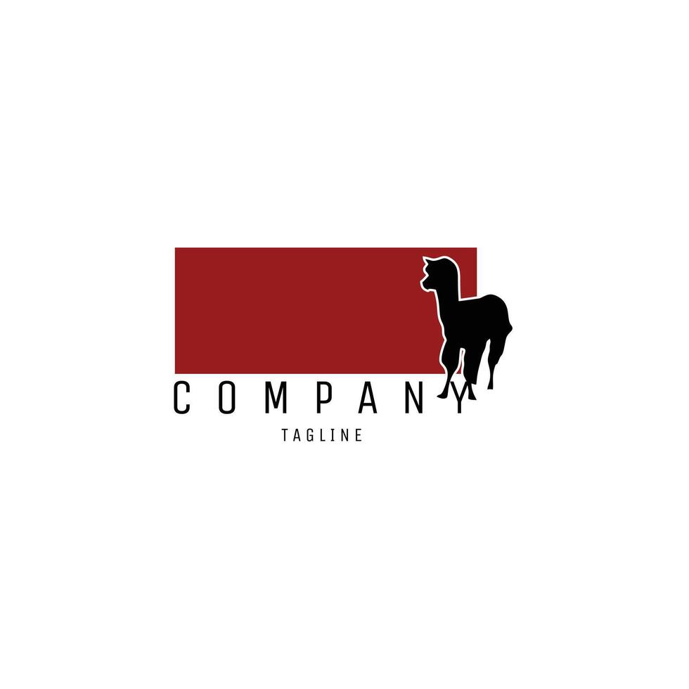 monochrome alpaca silhouette logo. isolated white background shown from the side. available in eps 10 vector