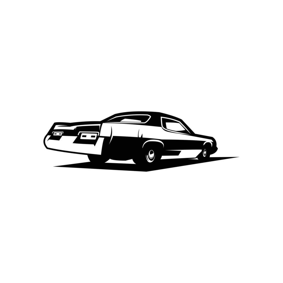 silhouette of the Bluesmobile from behind. monochrome premium design illustration . best for logo, badge, emblem, icon, sticker design. available in eps 10 vector