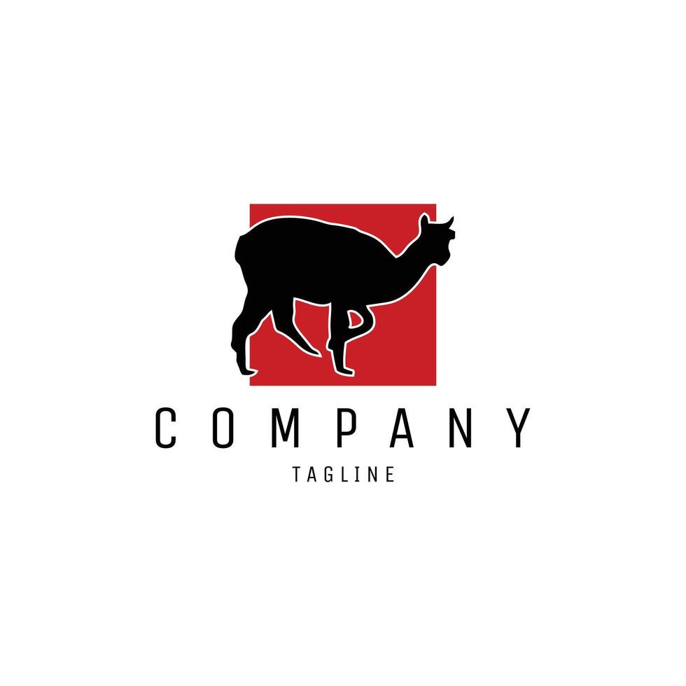 alpaca animal logo on stunning red background. best for logo, badge, emblem, icon, sticker design. vector