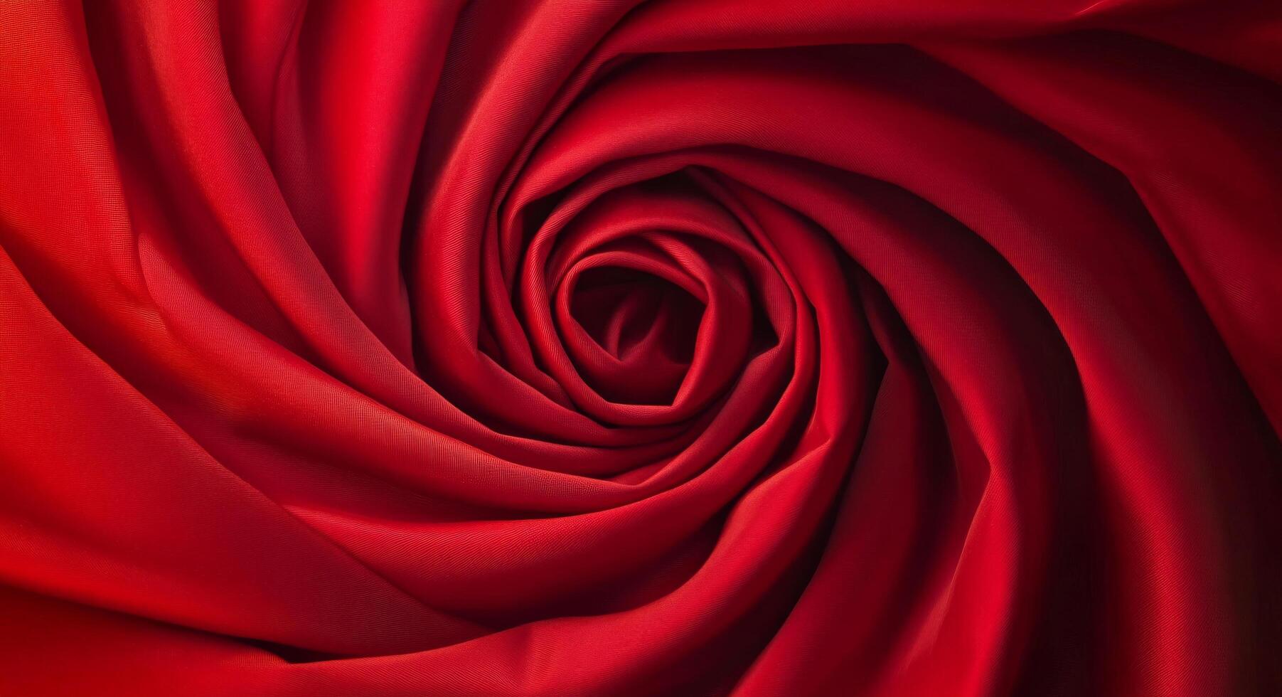 Close-up of a vibrant red rose petal displaying intricate details and natural curves in soft light photo
