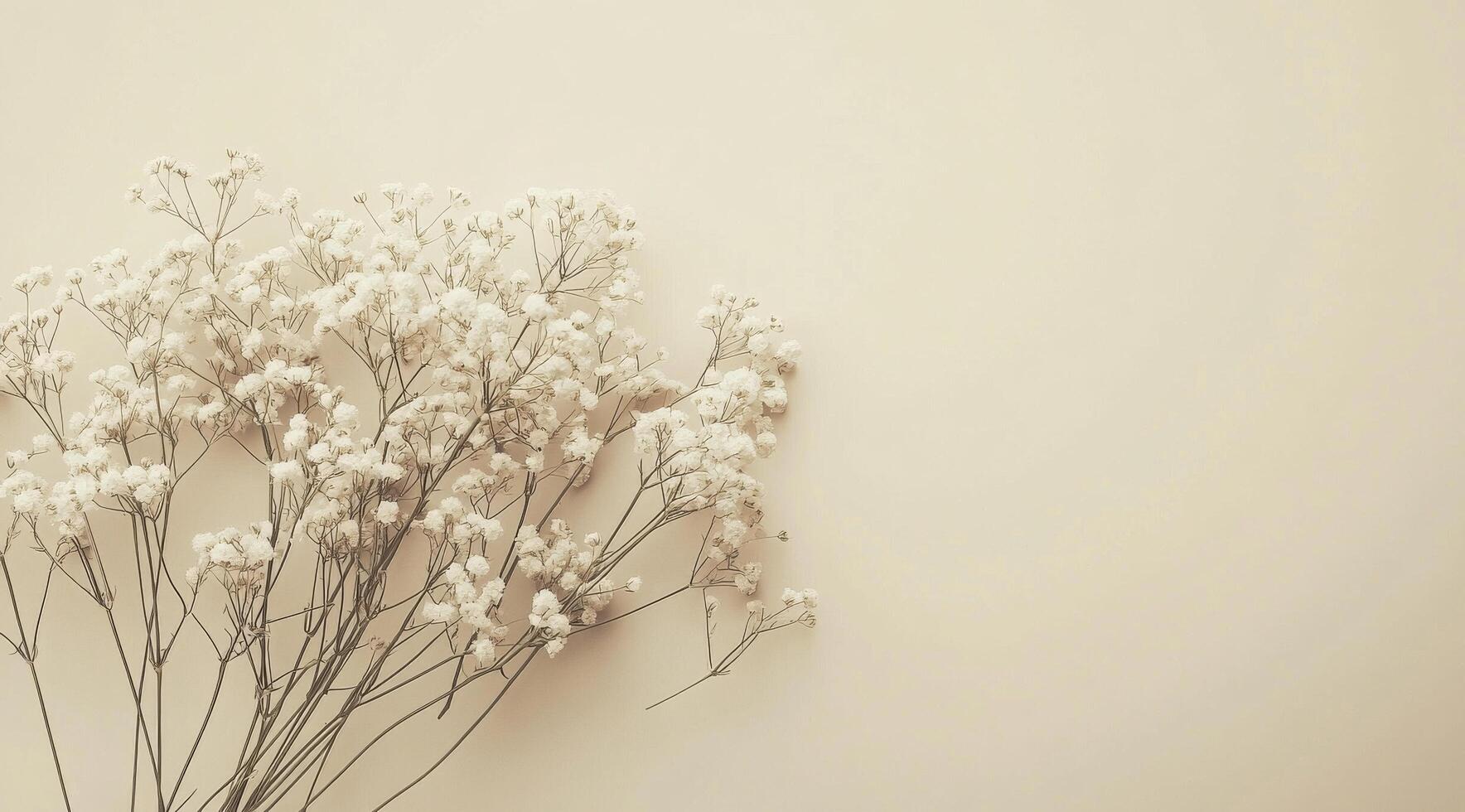 Delicate white flowers arranged on a soft pastel background in a serene indoor setting photo