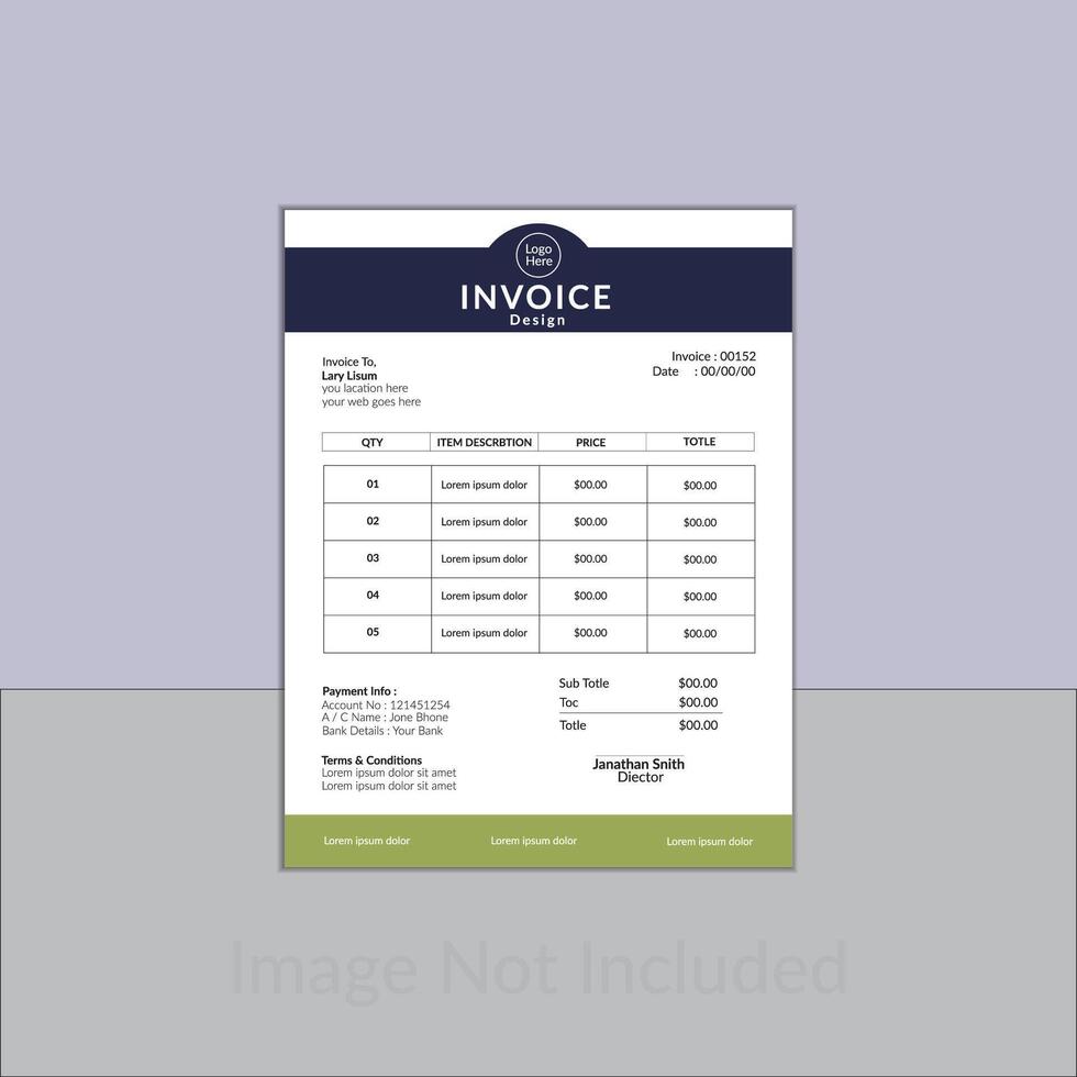 Modern Bill for Professional Services invoice template design. vector