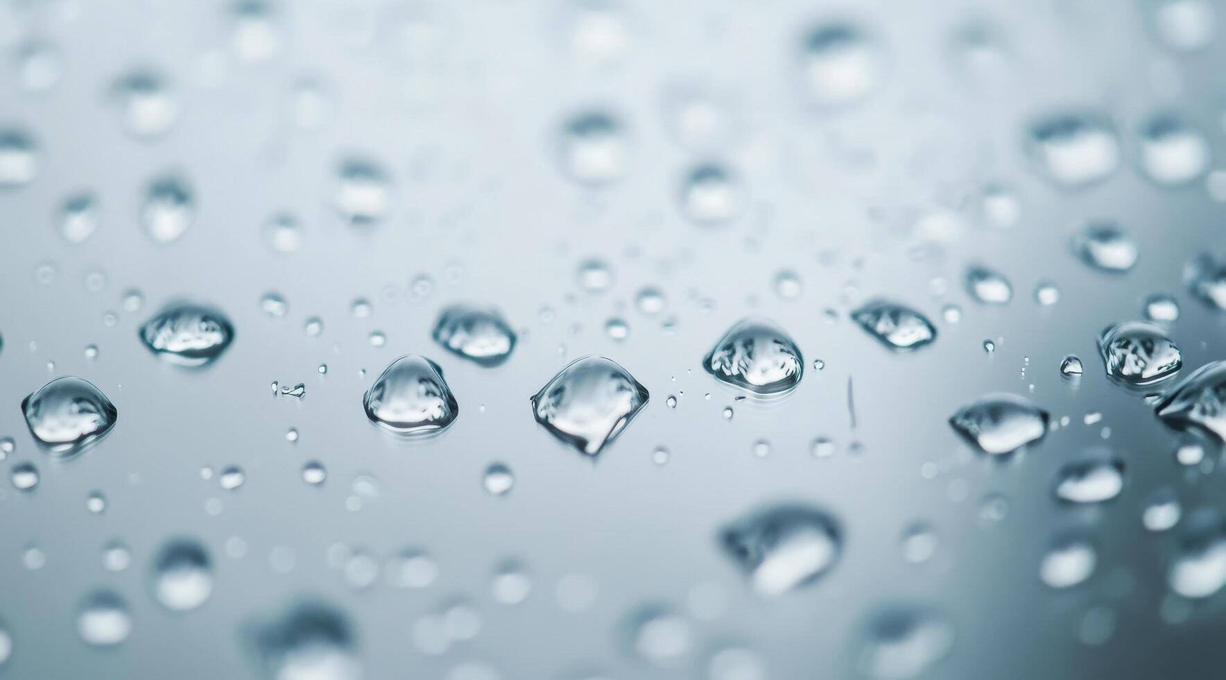 Close-up of raindrops on a glass surface during a rainy afternoon in a quiet urban setting photo