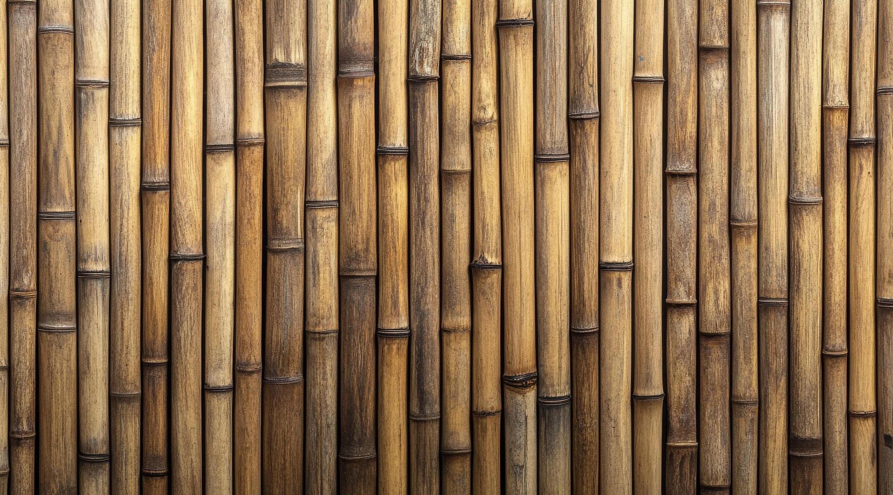 Bamboo wall in natural hues showcasing the texture and patterns in a serene environment photo