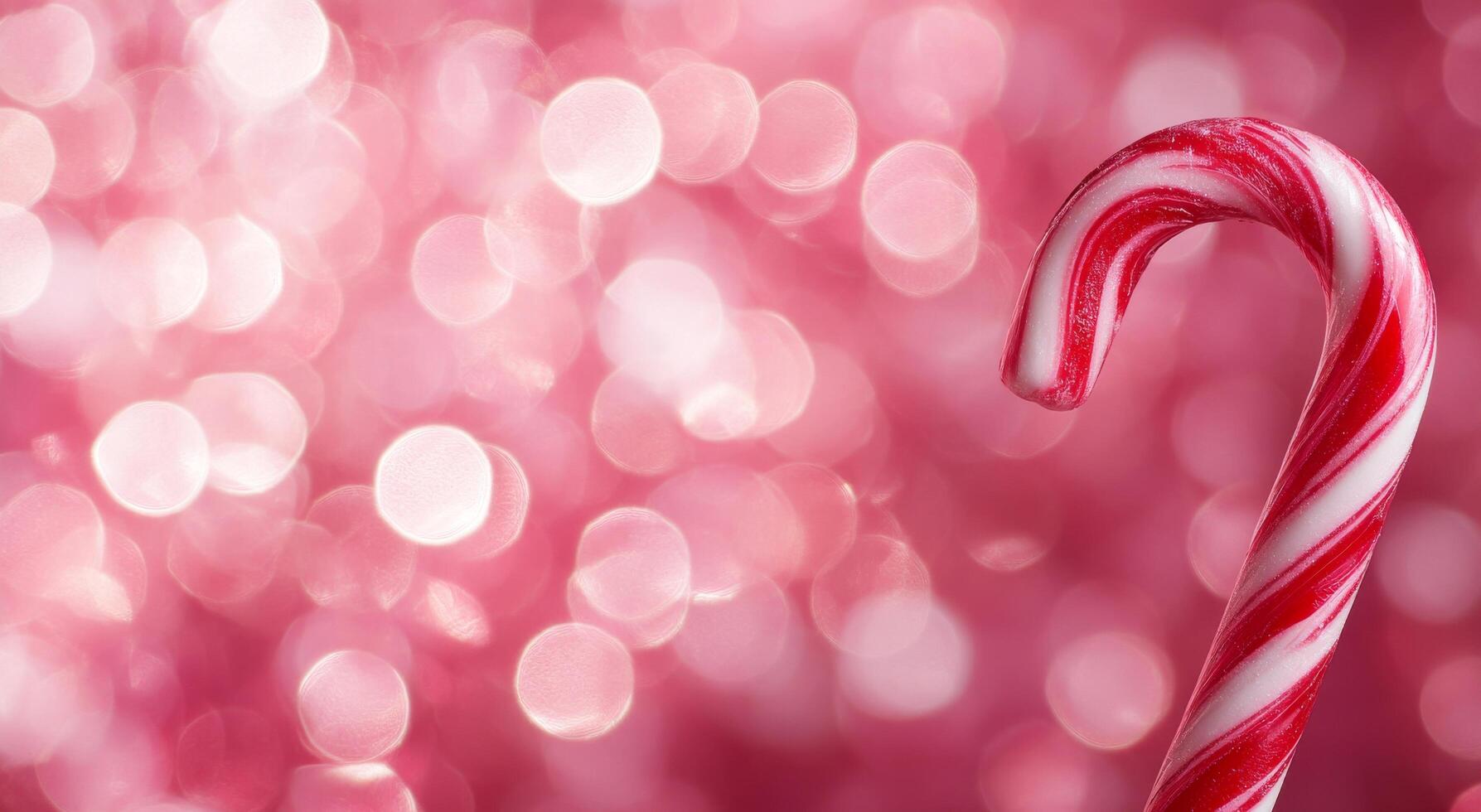 Sweet candy canes create a festive heart shape on a sparkling pink background for the holidays photo