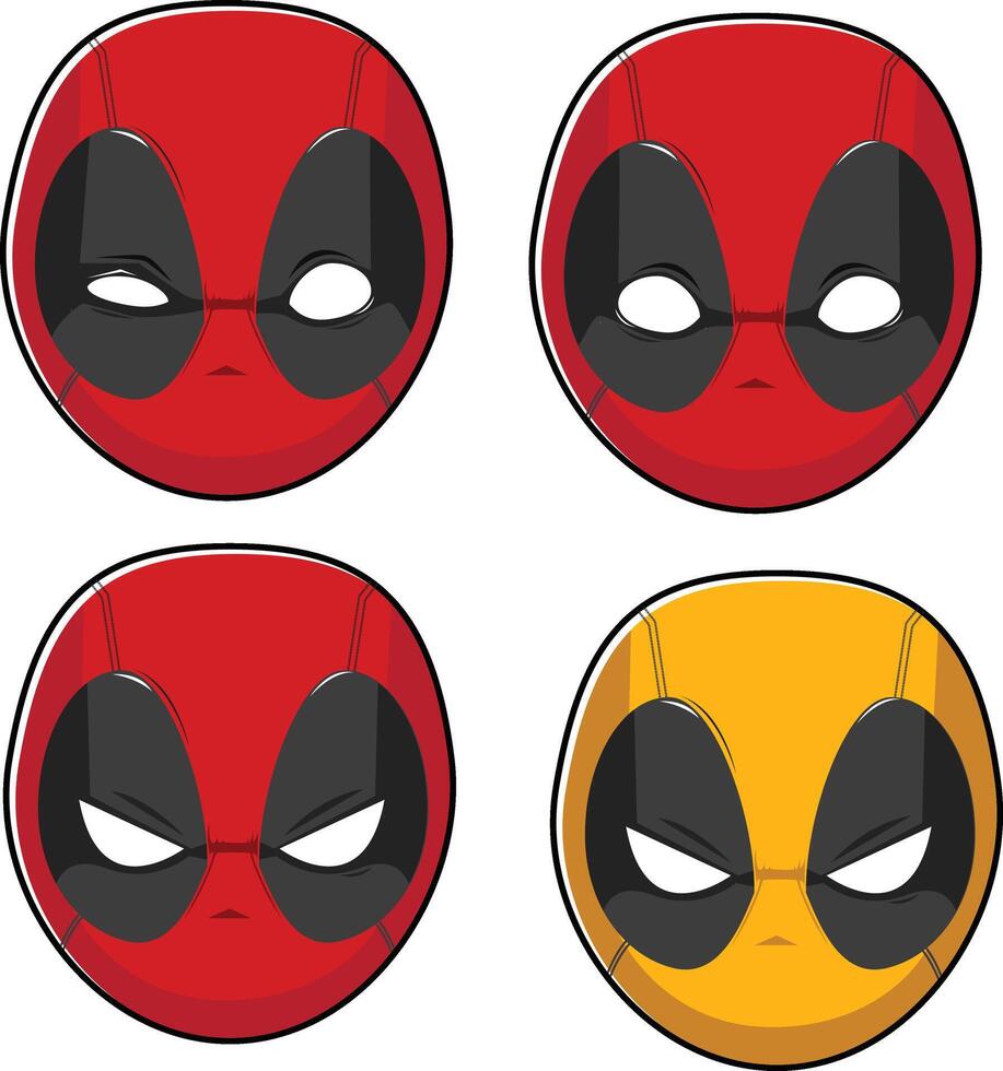 deadpool mask set illustration vector