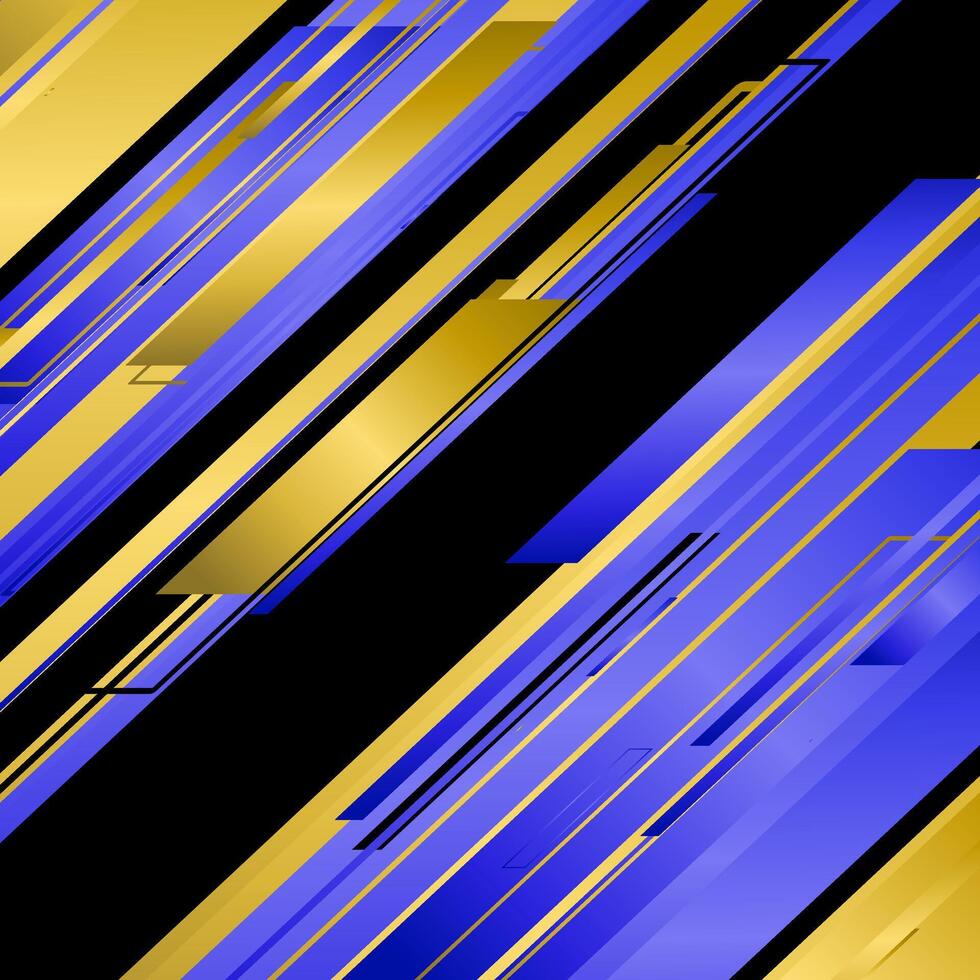Abstract blue and gold lines on a black background vector