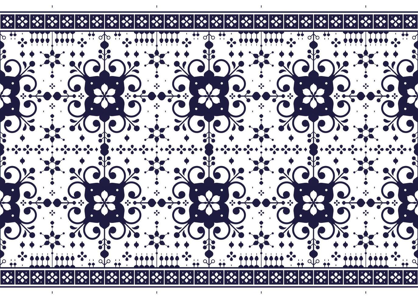 dark blue geometric ethnic fabric seamless pattern on White background, design for cloth, carpet, batik, wallpaper, wrapping etc. vector
