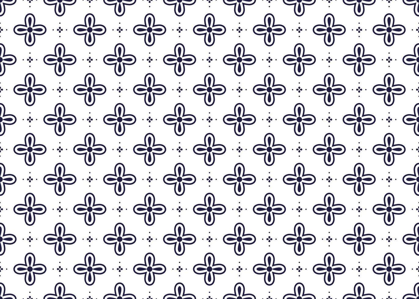 minimal dark blue symbol floral on White background, ethnic fabric seamless pattern, design for cloth, carpet, batik, wallpaper, wrapping etc. vector