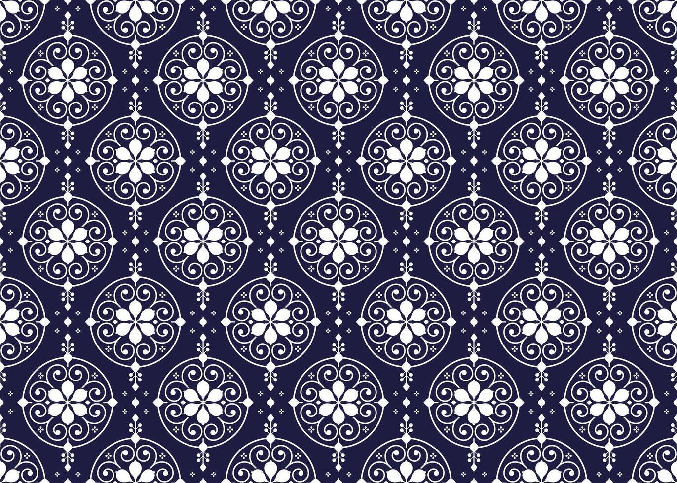 Portuguese seamless pattern, white design on dark blue background vector