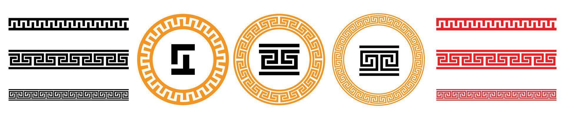 chinese ornament border frame line pattern vector