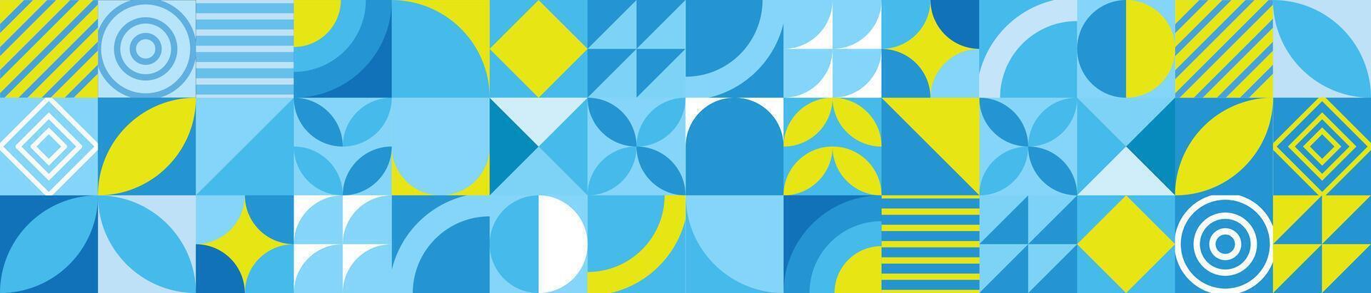 tile mosaic blue seamless pattern decorative geometric rectangle modern vector