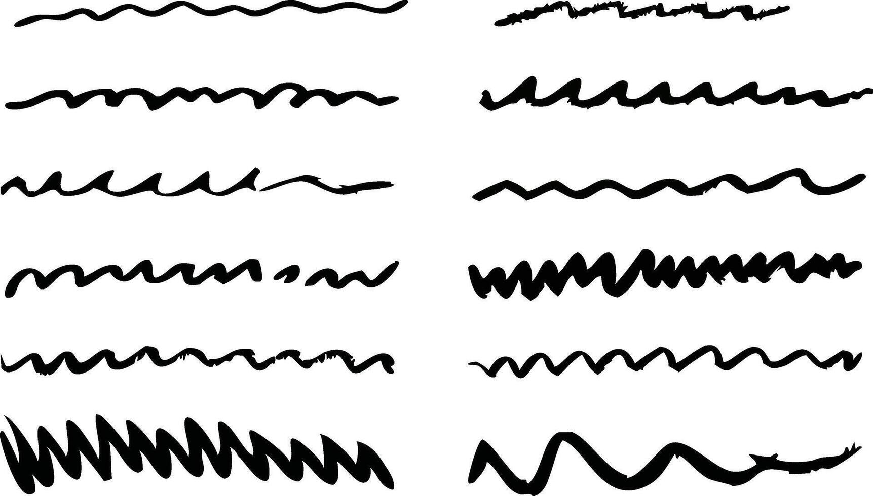 Set of hand drawn wavy lines. illustration isolated on white background vector