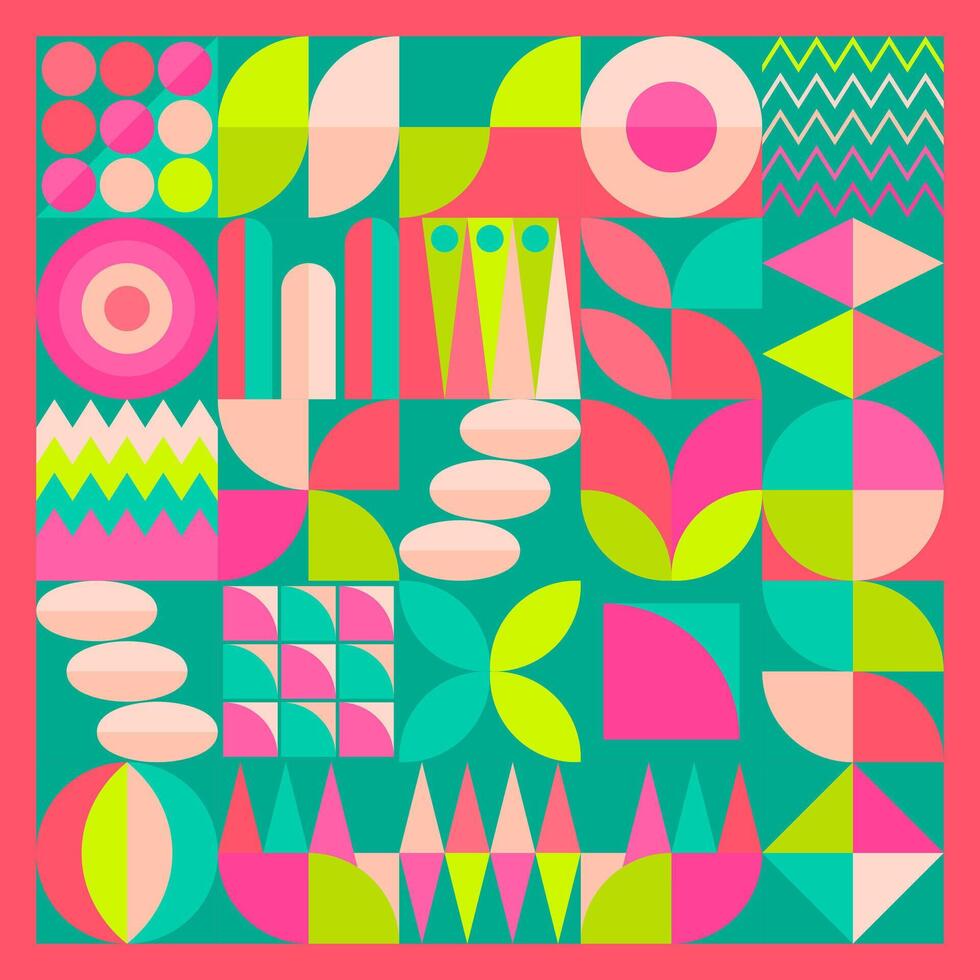 Geometric Abstract Background with Spectacular Fun Color Palette. Suitable for cover, poster, banner, template, flyer, brochure, wallpaper, web design, etc. vector