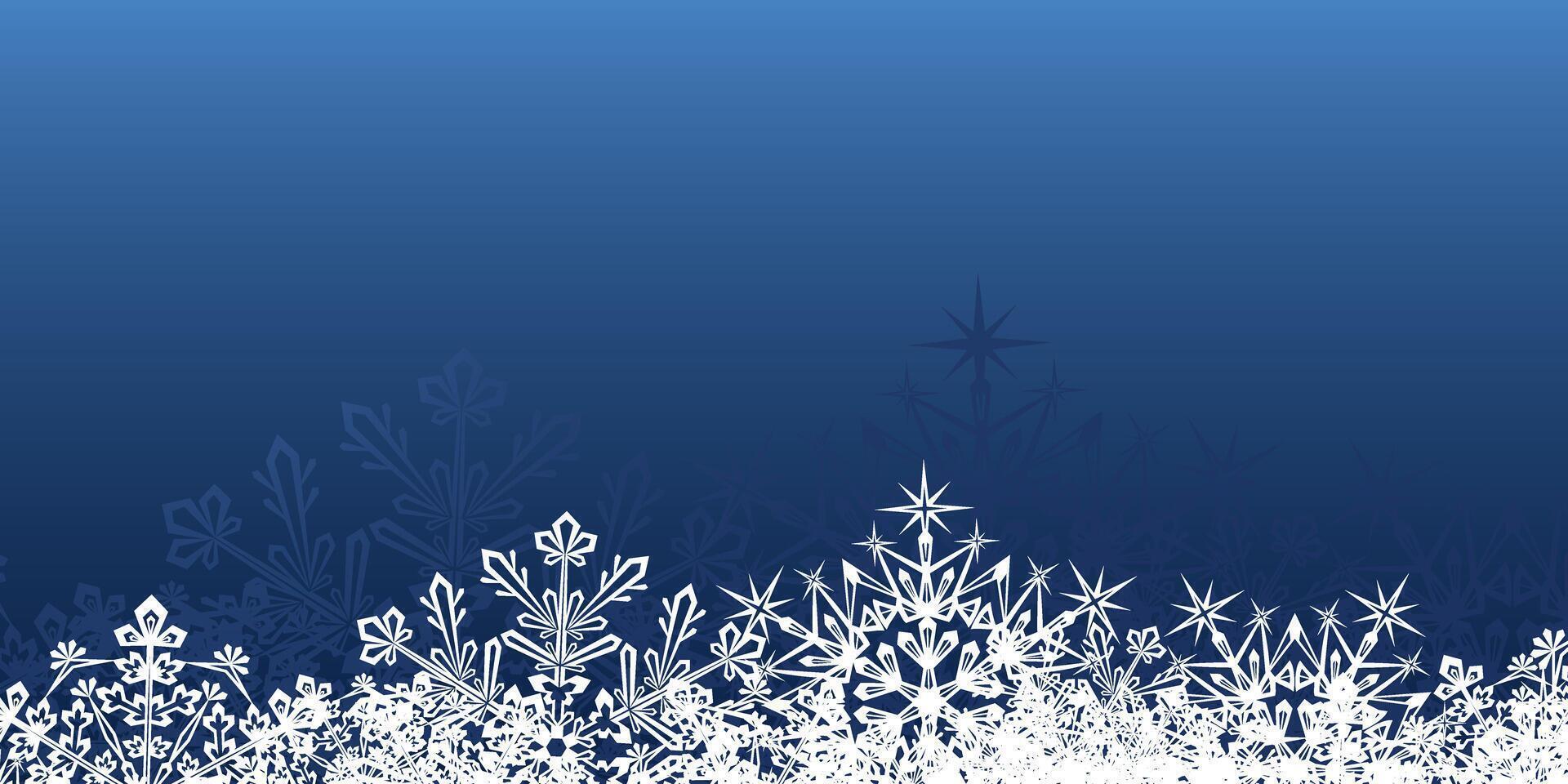 A blue and white snowflakes background with a blue sky vector