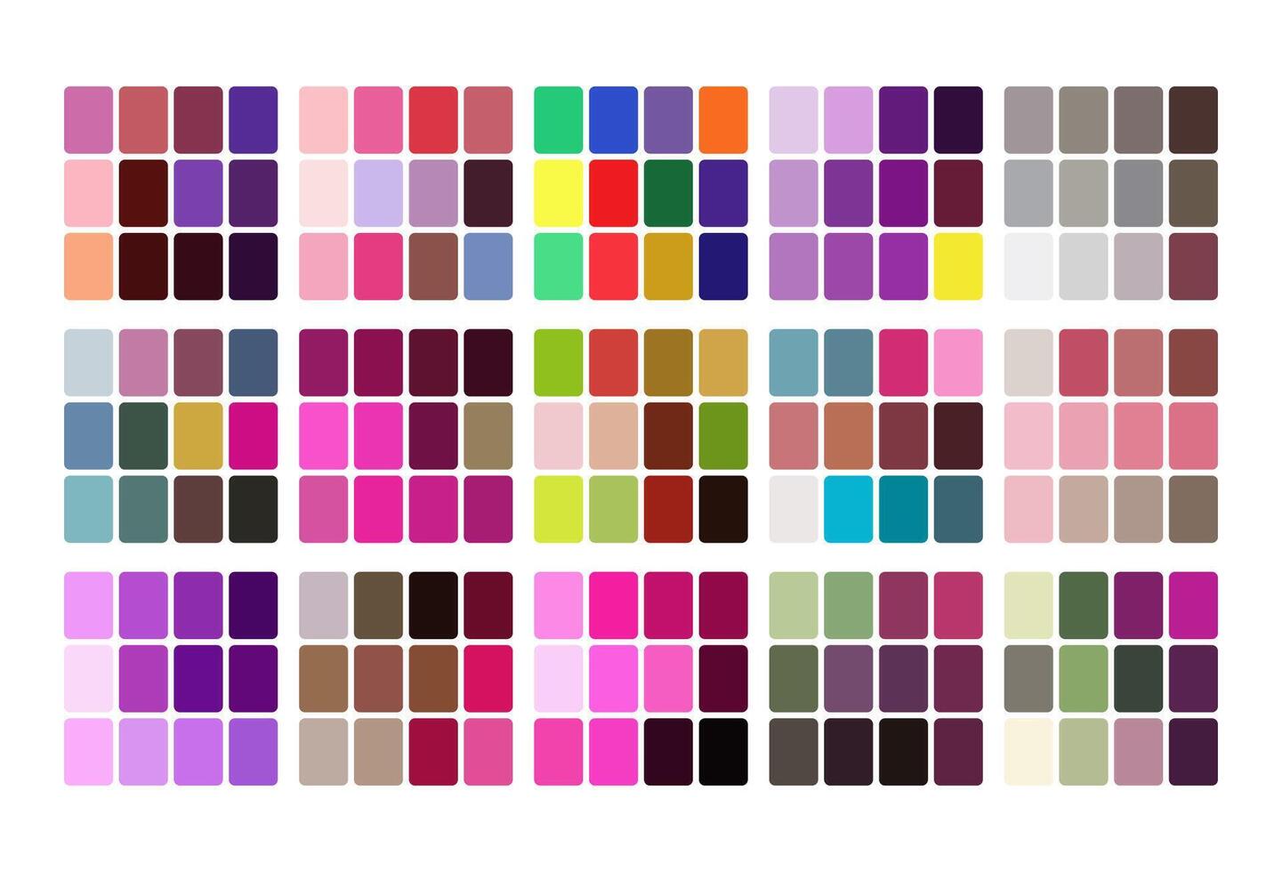 Magenta color palette. Trend color palette guide template. Fit for fashion designers, business, and paints colors company. Match combinations. Eps 10. vector