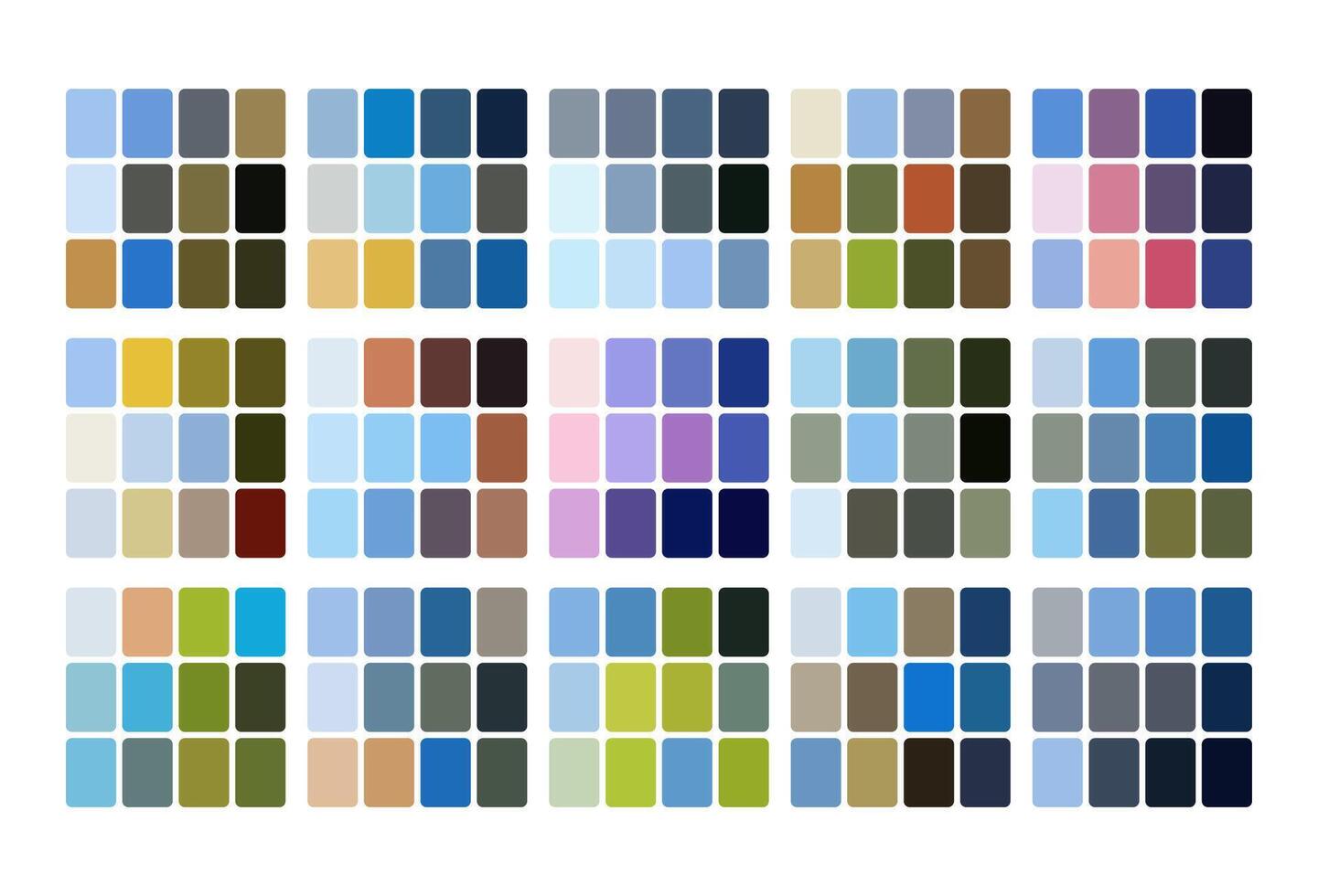 Skyblue color palette. Trend color palette guide template. Fit for fashion designers, business, and paints colors company. Match combinations. Eps 10. vector