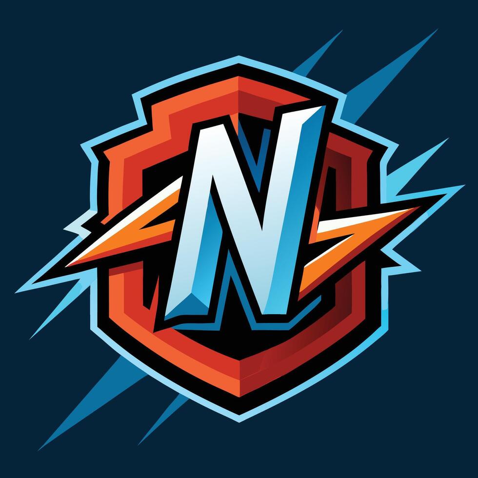 The logo for the n, with lightning bolts vector